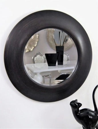 Lustro w brązowej, okrągłej ramie , średnica 79cm